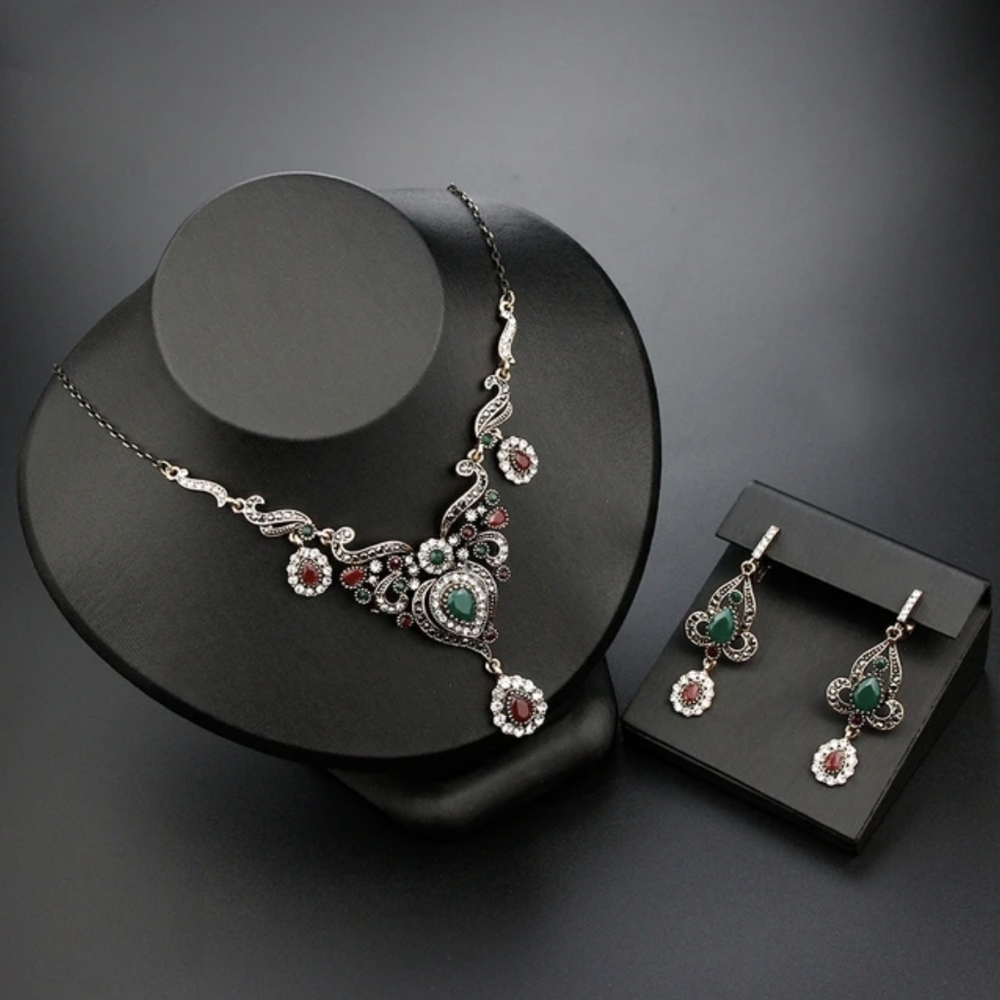 Turkish Vintage Loking JewelrySet for Women,NEW,2Pcs,Ancient,Wedding, Bridal Set - Picture 11 of 17